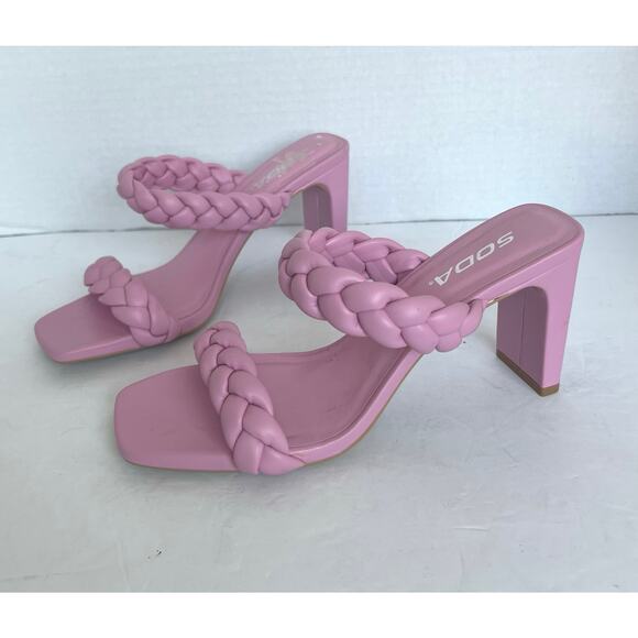 NWOT SODA Braided Strap Square Toe Sandal Pink
Vegan Leather Dressy High Heels 7 - Picture 14 of 16